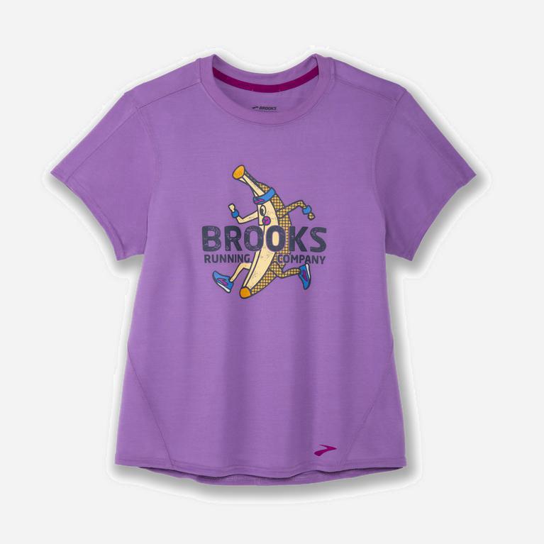 Brooks Distance Graphic Camiseta De Corrida Manga Curta Mulher Roxo (89135FNVL)